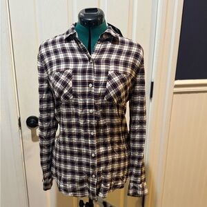 NWT Lucky Brand Multicolor Plaid Flannel Long Sleeve Shirt Women’s Medium